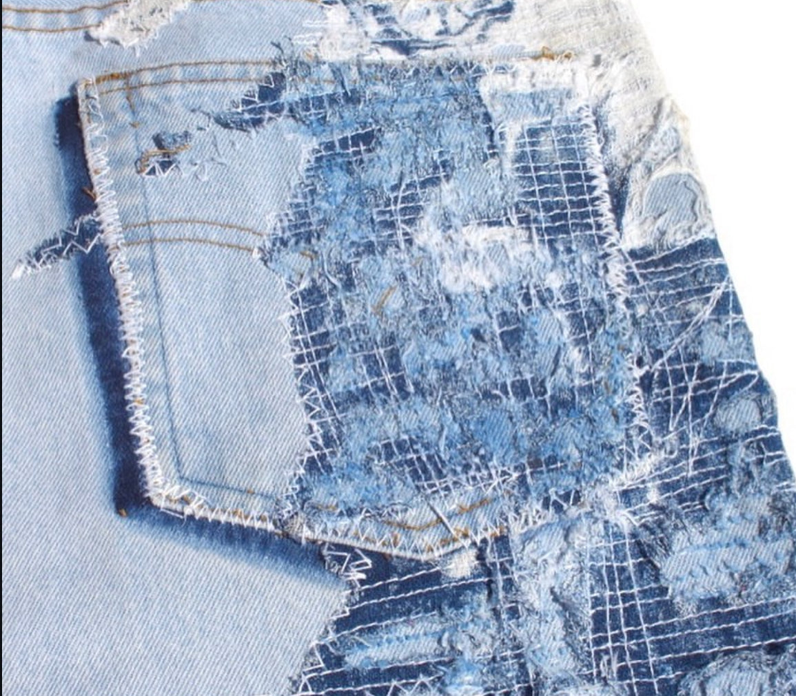 MOH multi wash flared denim