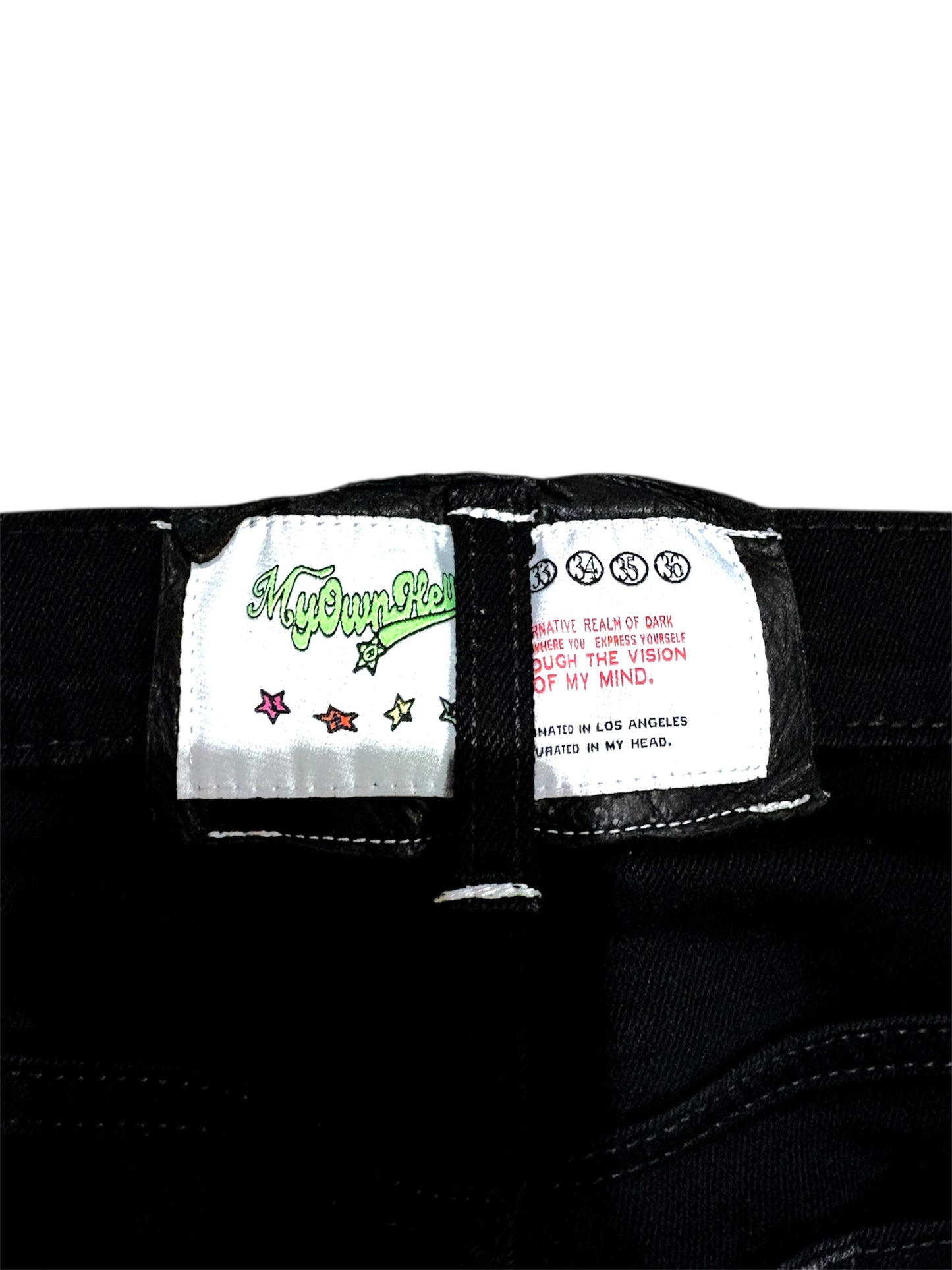 Black paisley flare denim